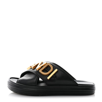Fendi Vitello Womens Fendigraphy Slide Sandals 37 Black 1 of 12