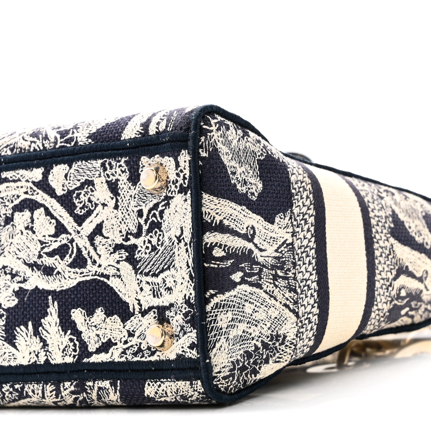 Christian Dior Canvas Toile De Jouy Embroidered Medium Lady D-Lite Navy 10 of 10