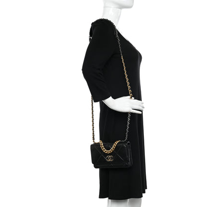 Chanel Goatskin Quilted Chanel 19 Wallet On Chain WOC Black 2 of 11