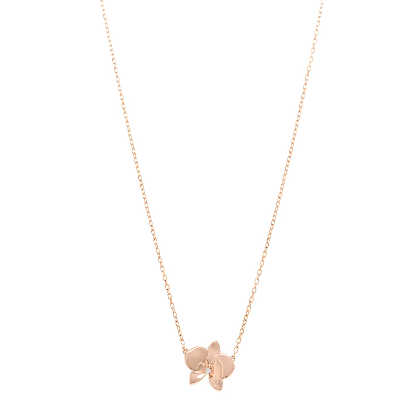 18K Pink Gold Diamond Caresse D'Orchidees Par Cartier Pendant Necklace