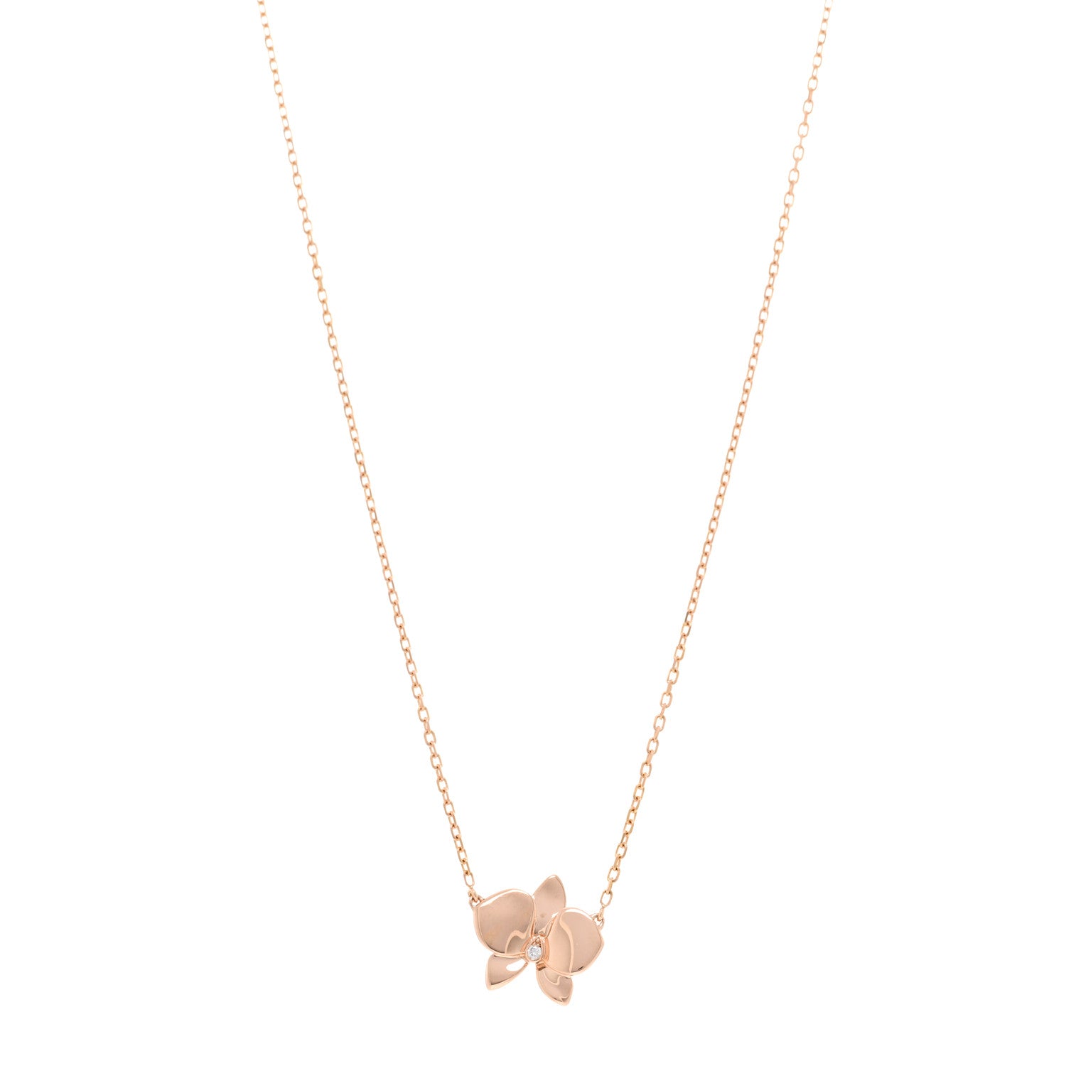Cartier 18K Pink Gold Diamond Caresse D'Orchidees Par Cartier Pendant Necklace 1 of 5