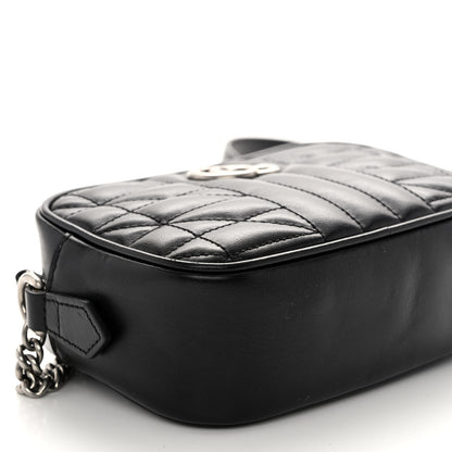 Gucci Calfskin Matelasse Aria Mini GG Marmont Chain Shoulder Bag Black 8 of 9