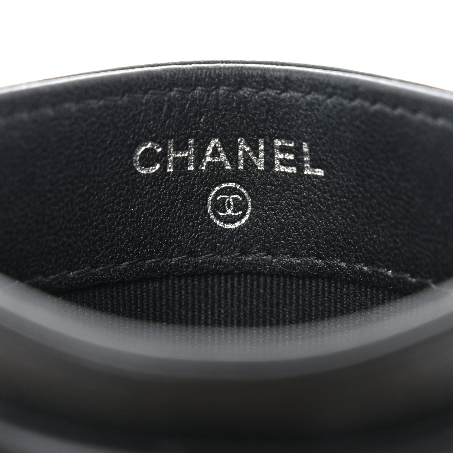Chanel Lambskin Crystal Quilted Studded CC Card Holder Black 6 of 9