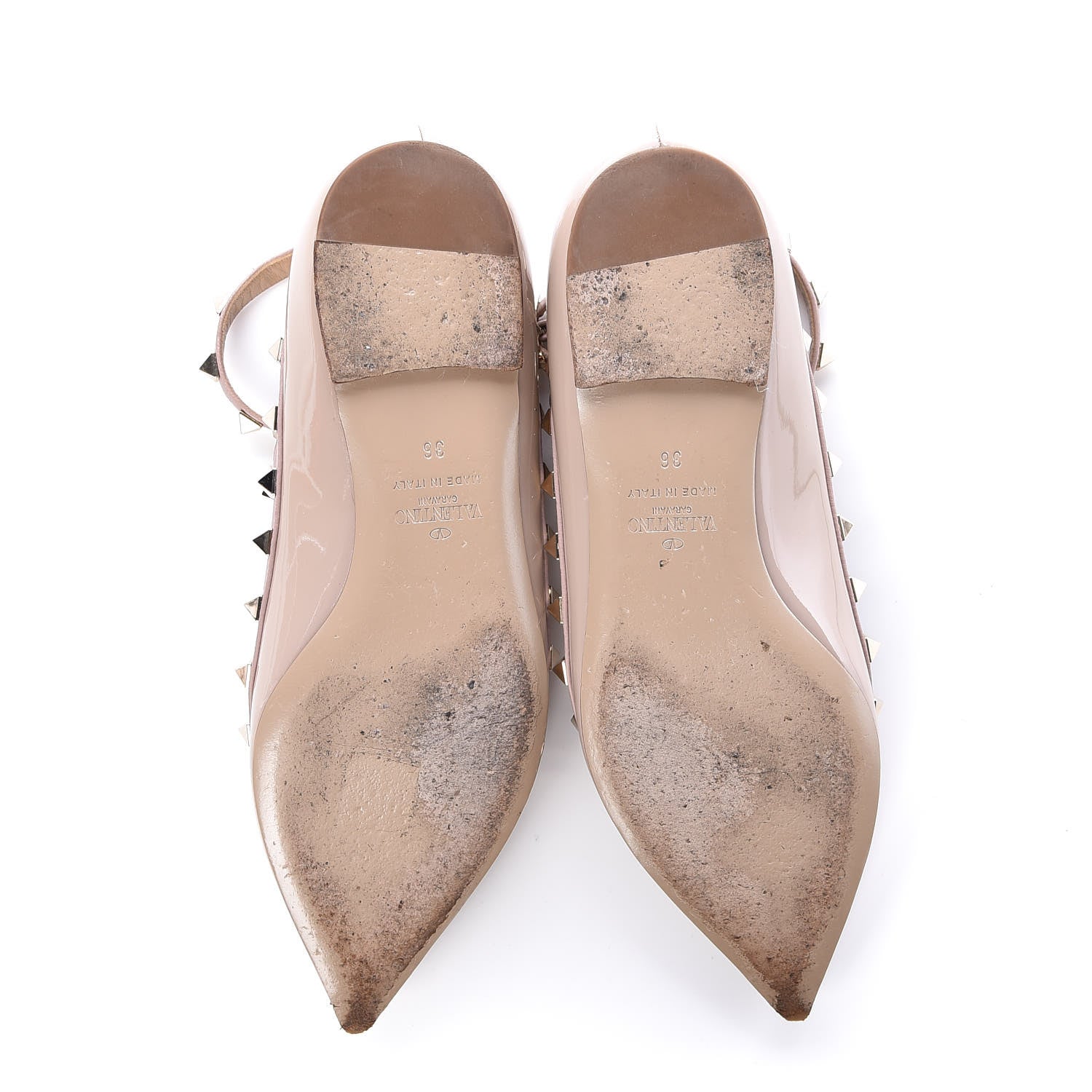 Valentino Garavani Patent Rockstud Cage Ballerina Flats 35 Poudre 7 of 12