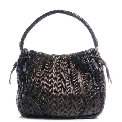 Prada Nappa Antic Chevron Hobo Militare 1 of 8
