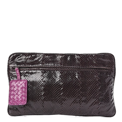 Bottega Veneta Ayers Snakeskin Flat Clutch Plum 1 of 7