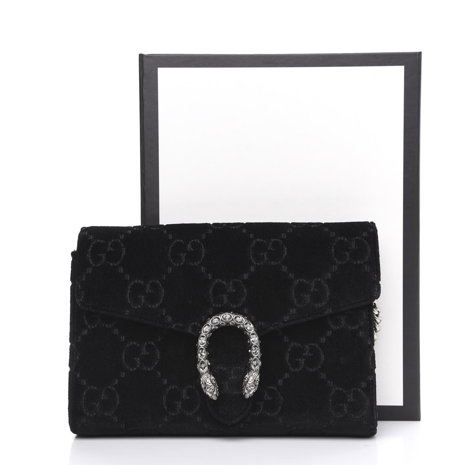 Gucci Velvet GG Monogram Mini Dionysus Chain Wallet Black 11 of 11