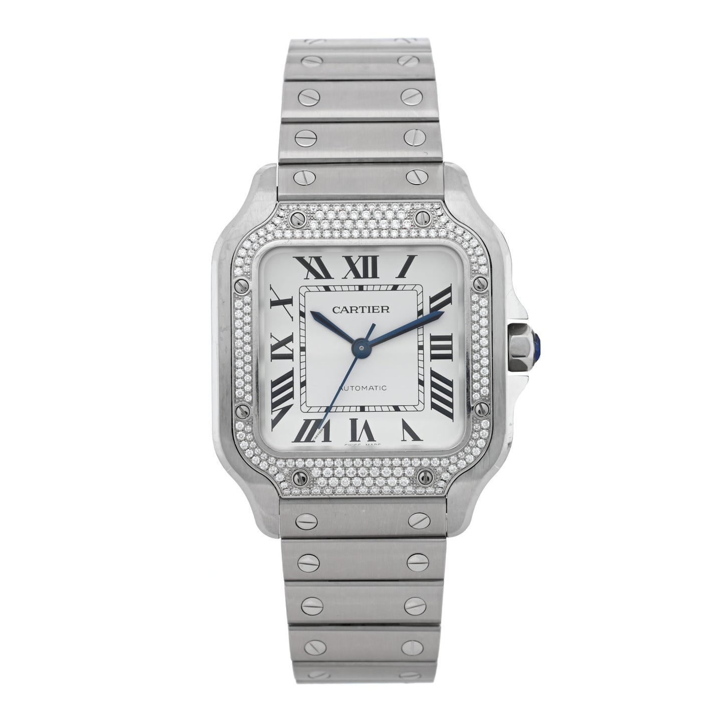 Stainless Steel Diamond Bezel 35mm Santos de Cartier Automatic Watch
