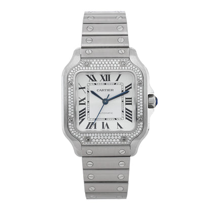 Cartier Stainless Steel Diamond Bezel 35mm Santos de Cartier Automatic Watch 1 of 5