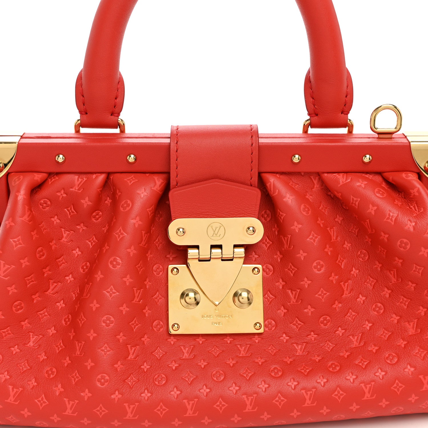Louis Vuitton Calfskin Nanogram Embossed Clutch Red 6 of 8