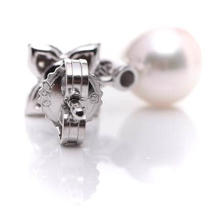 Mikimoto 18K White Gold Diamond Akoya Cultured Pearl Floral Earrings 5 of 7