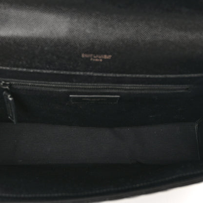 Saint Laurent Grain De Poudre Textured Mixed Matelasse Large Triquilt Monogram Monochrome Satchel Black 6 of 11
