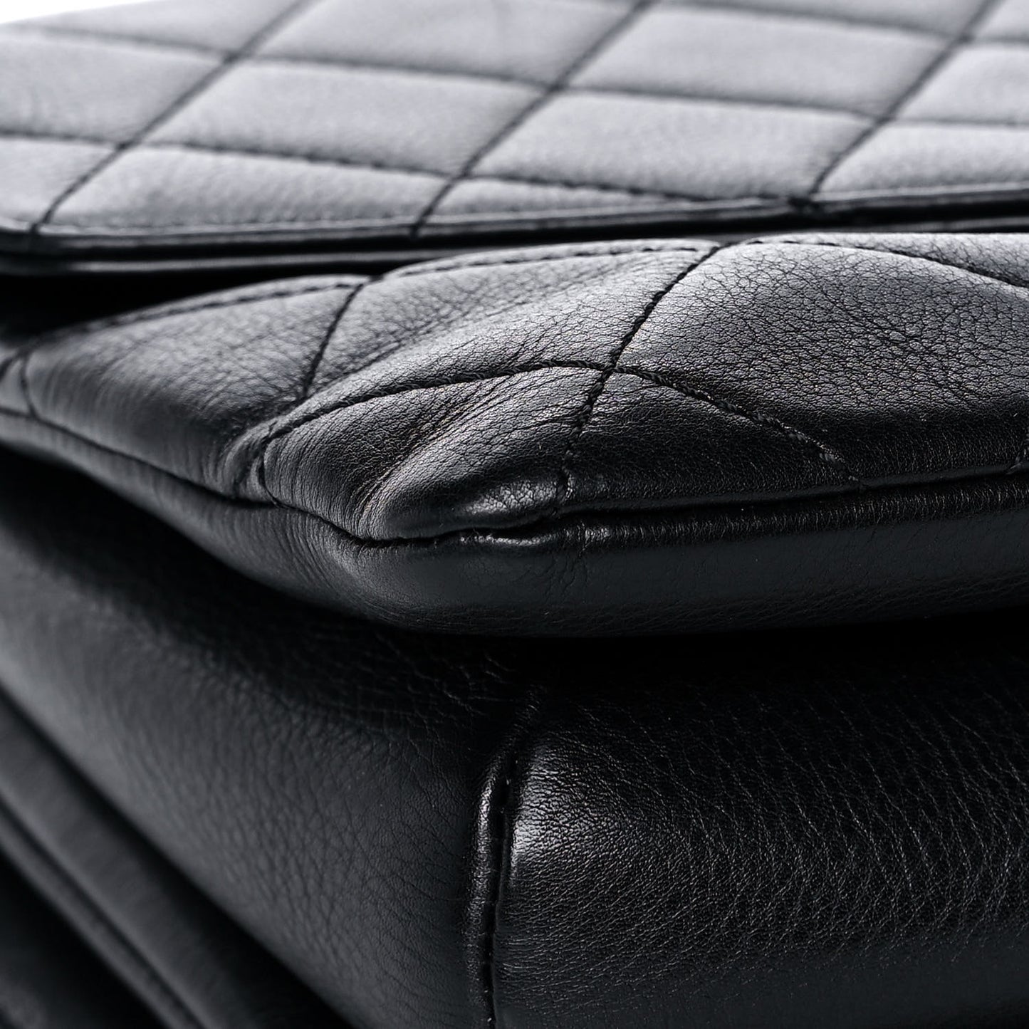 Calfskin Quilted Small Gold Top Handle Flap Black