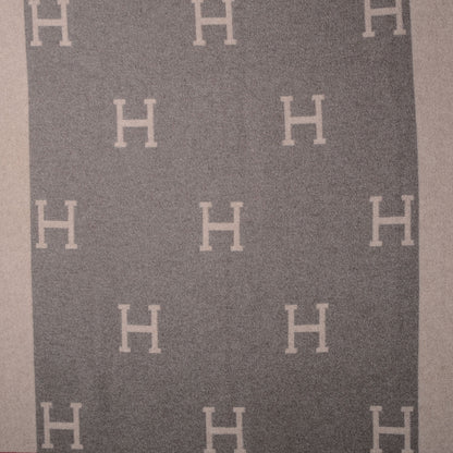 Hermes Wool Cashmere Signature Avalon Blanket Grey 1 of 6
