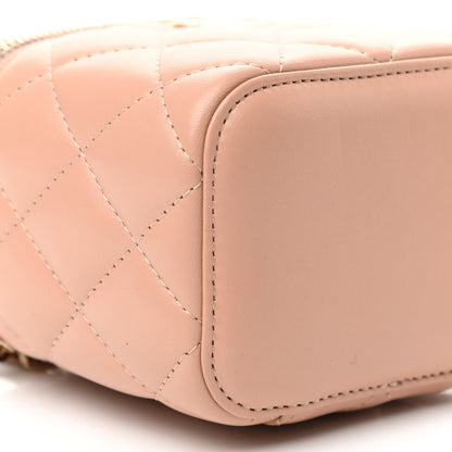 Chanel Lambskin Quilted Top Handle Mini Vanity Case With Chain Beige 9 of 10