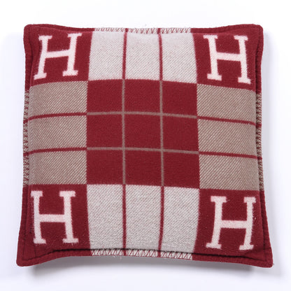 Hermes Wool Cashmere Avalon III Pillow PM Ecru Rouge 2 of 3