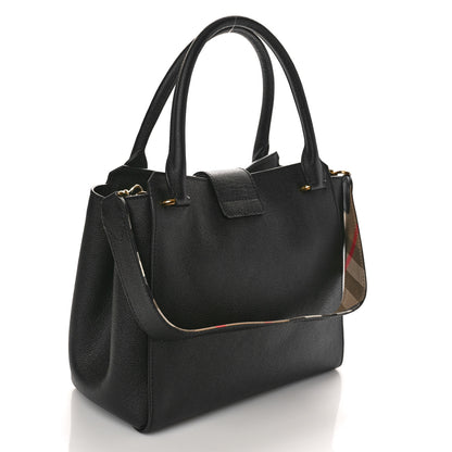 Burberry Soft Grain Calfskin Medium Buckle Tote Black 3 of 10