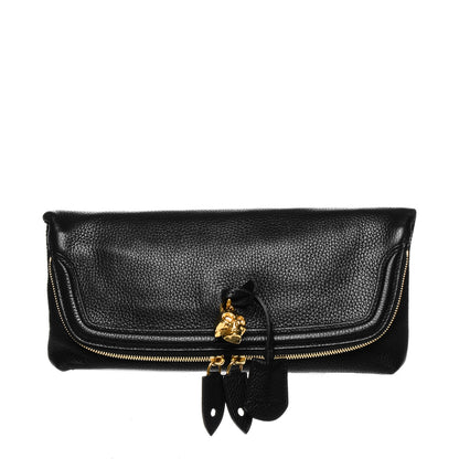 Alexander McQueen Grainy Calfskin Padlock Skull Clutch Black 1 of 7