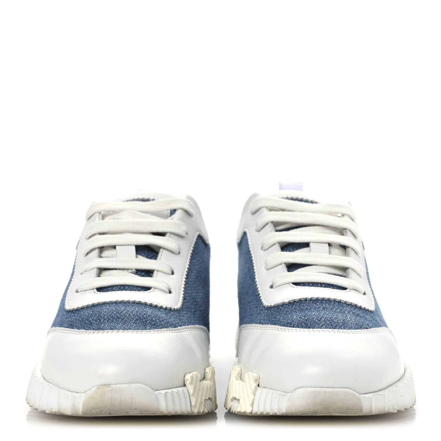 Hermes Denim Suede Goatskin Bouncing Sneakers 37 Bleu Clair White 3 of 13