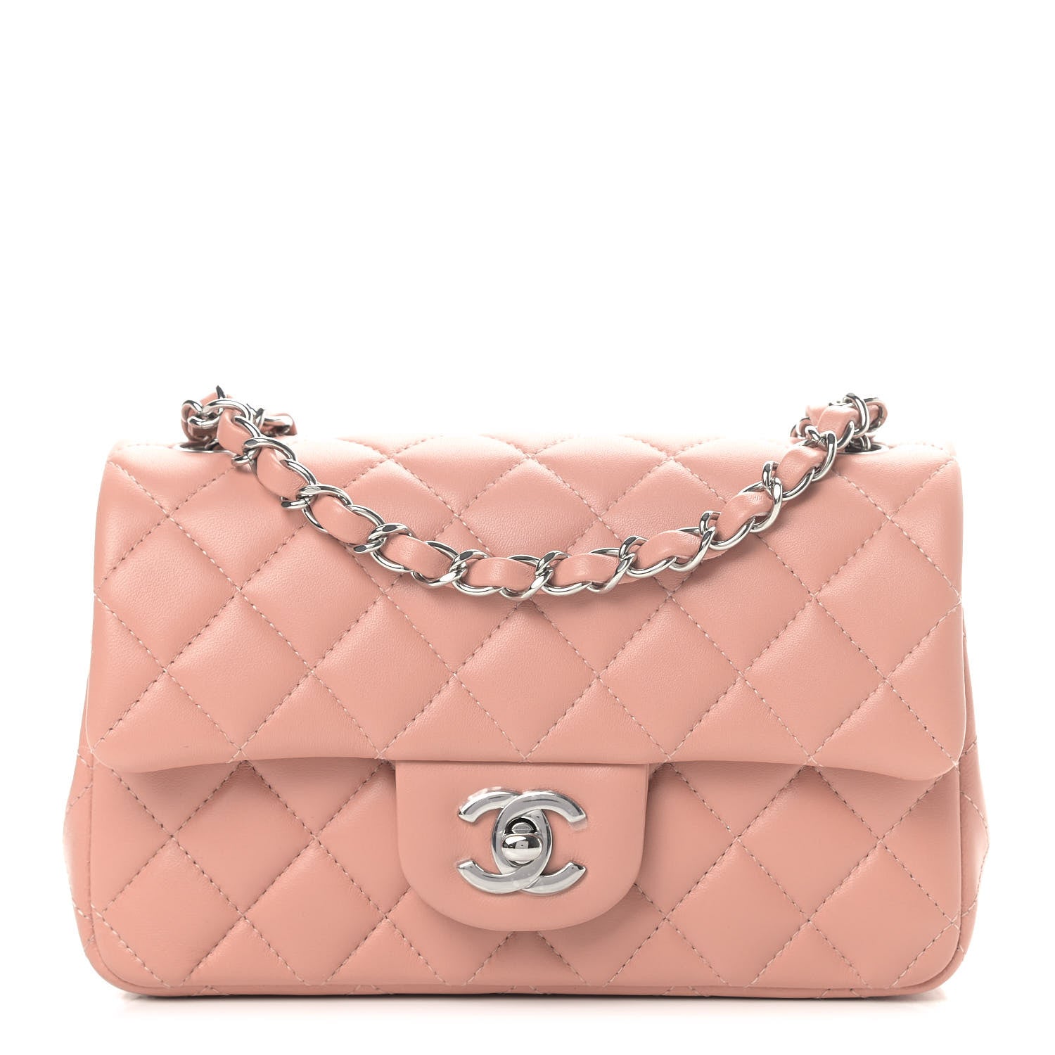 Chanel Lambskin Quilted Mini Rectangular Flap Dark Pink 1 of 10