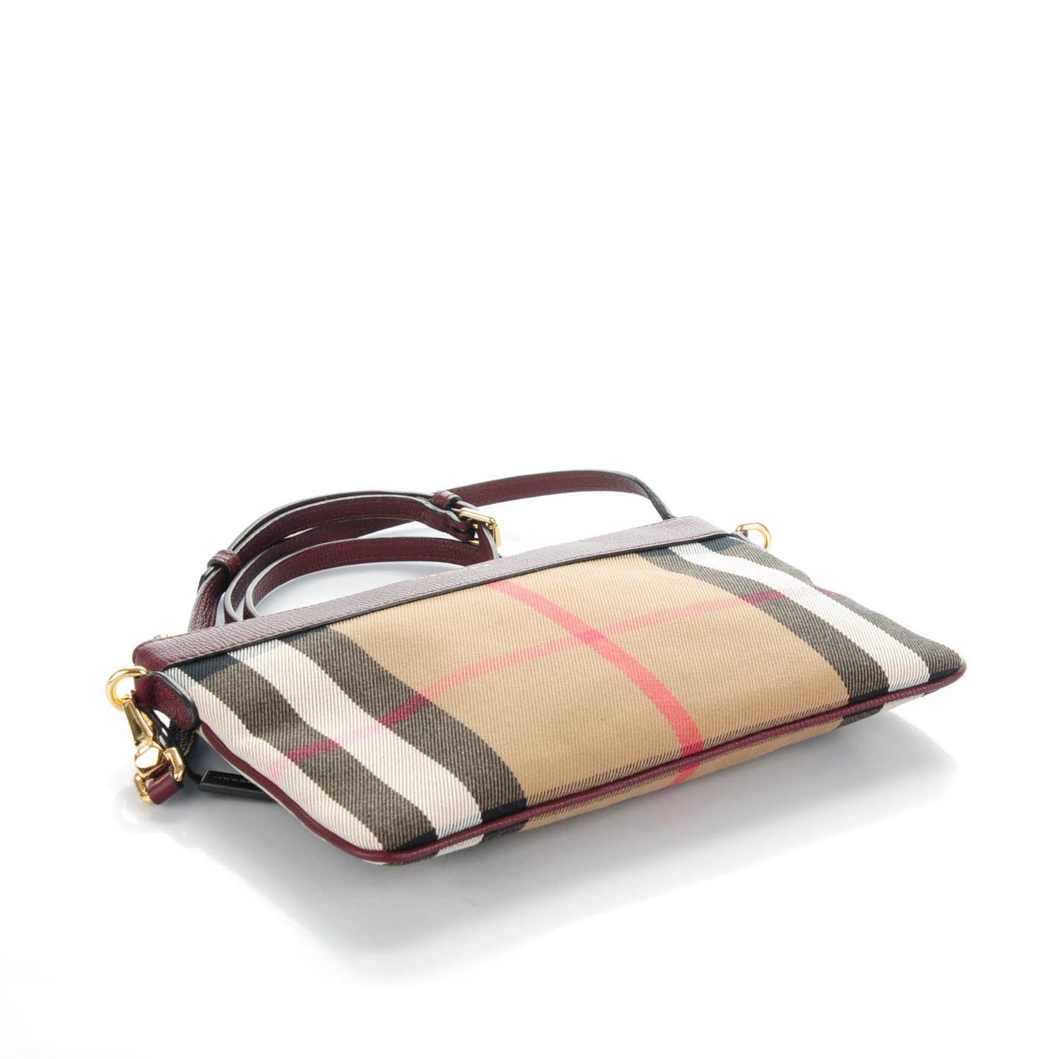 Burberry House Check Derby Peyton Crossbody Clutch Bag Mahogany Red 4 of 9
