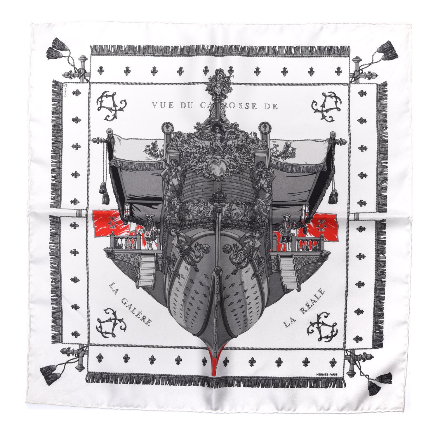 Hermes Silk Vue Du Carosse De La Galere La Reale Pocket Square Scarf 1 of 3