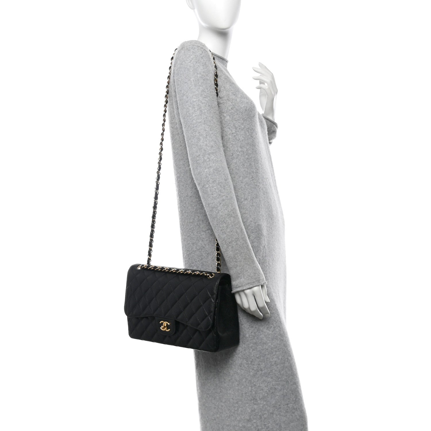 Chanel Caviar Quilted Jumbo Double Flap Black 2 of 10