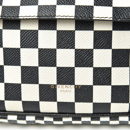 Givenchy Grained Calfskin Checkered Print Messenger Black White 12 of 16