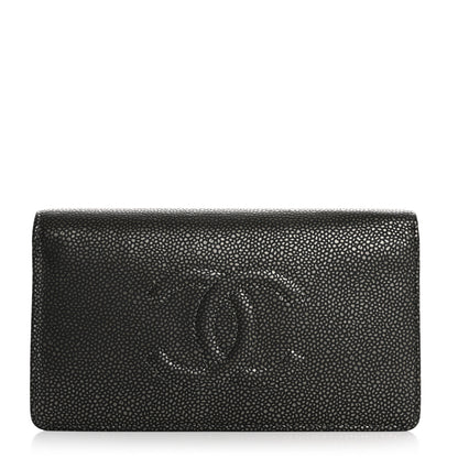 Chanel Metallic Caviar Timeless CC Yen Wallet Dark Silver 1 of 9