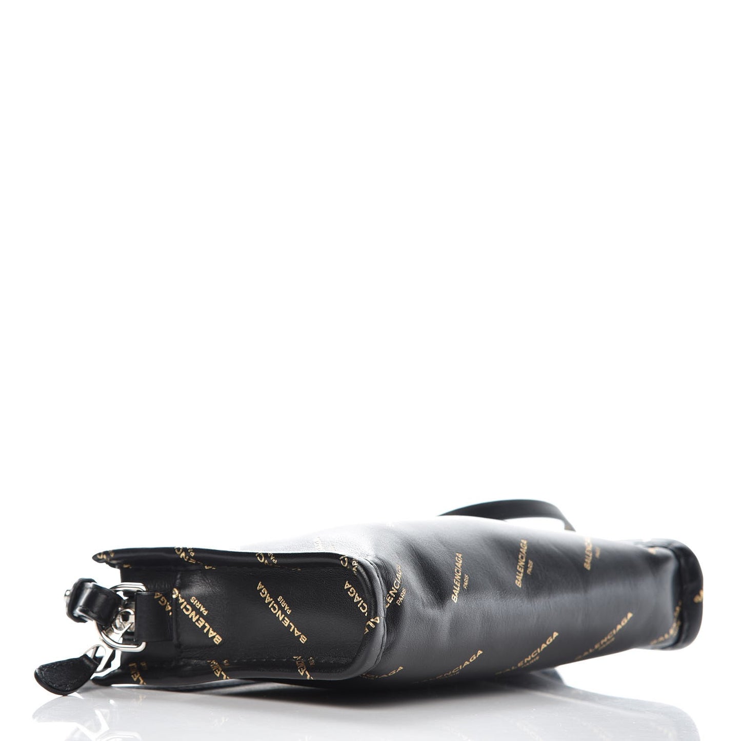 Calfskin Allover Logo Bazar Pochette Crossbody Black Gold