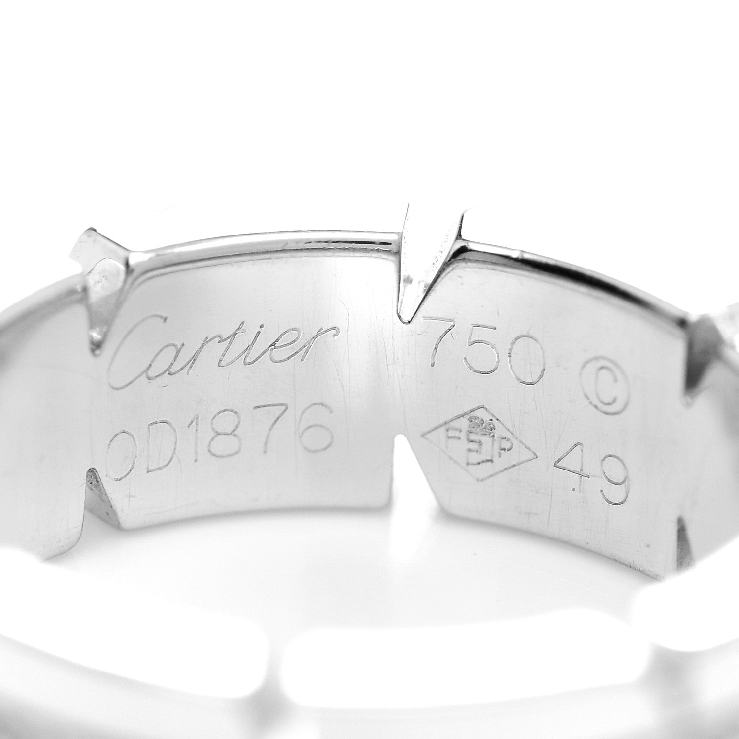 Cartier 18K White Gold Diamond Tank Francaise Band Ring 49 5 4 of 4