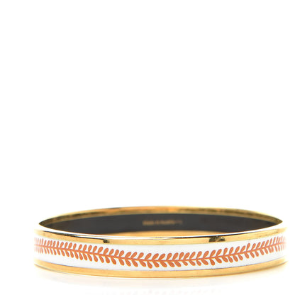 Hermes Enamel Printed Narrow Bracelet 70 White Gold 3 of 5