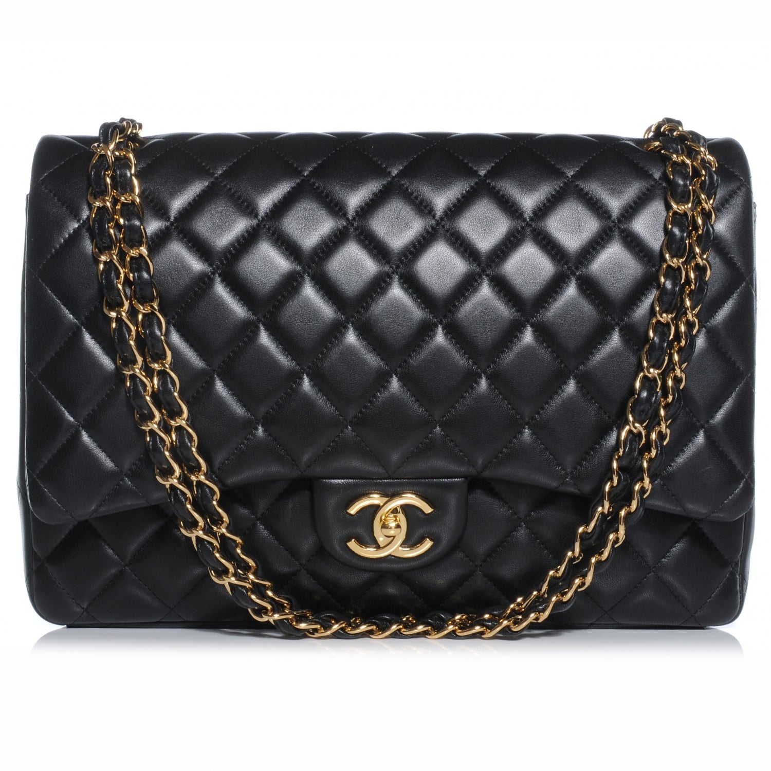 Chanel Lambskin Quilted Maxi Double Flap Black 1 of 9