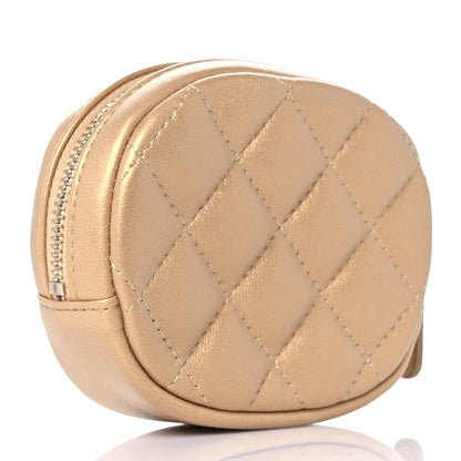 Chanel Metallic Lambskin Quilted Zip Around Classic Coin Purse Gold 3 of 10