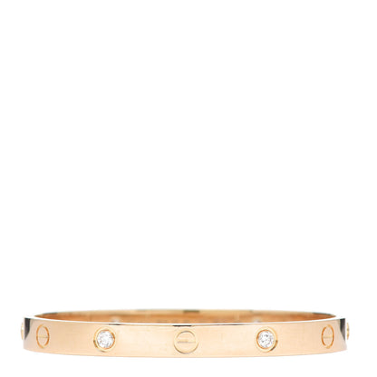 Cartier 18K Yellow Gold 4 Diamond LOVE Bracelet 17 1 of 4