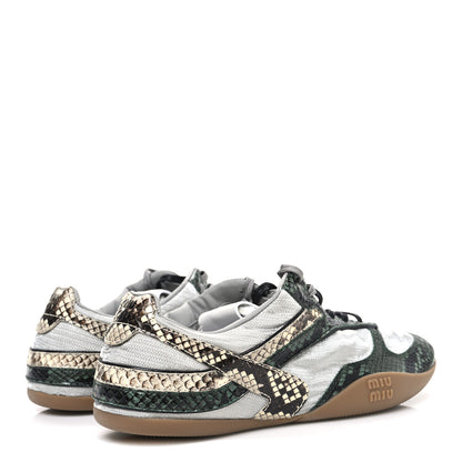 Miu Miu Nylon Technical Ayers Pitone Gymnasium Sneakers 39 Nube Abete 5 of 10