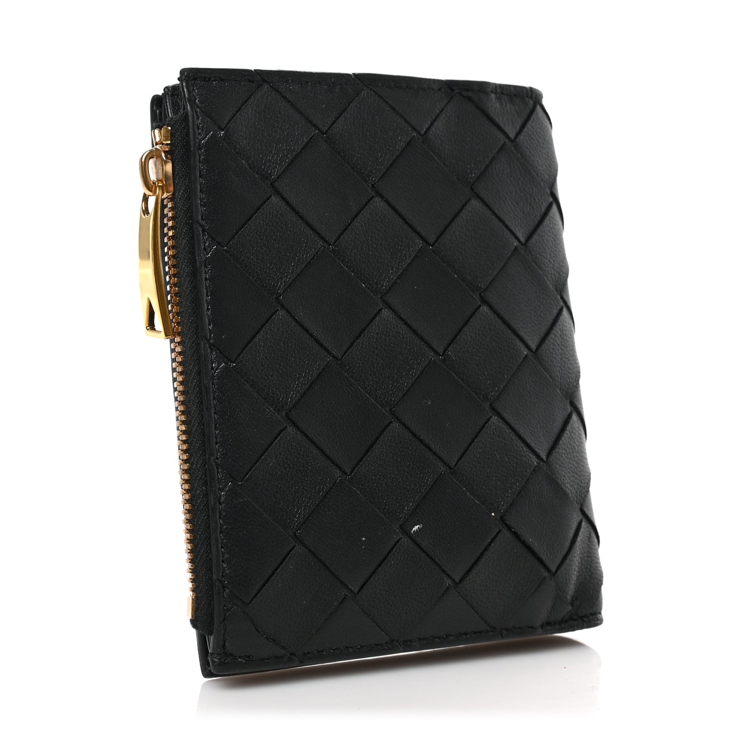Nappa Intrecciato Bifold Zip Wallet Black