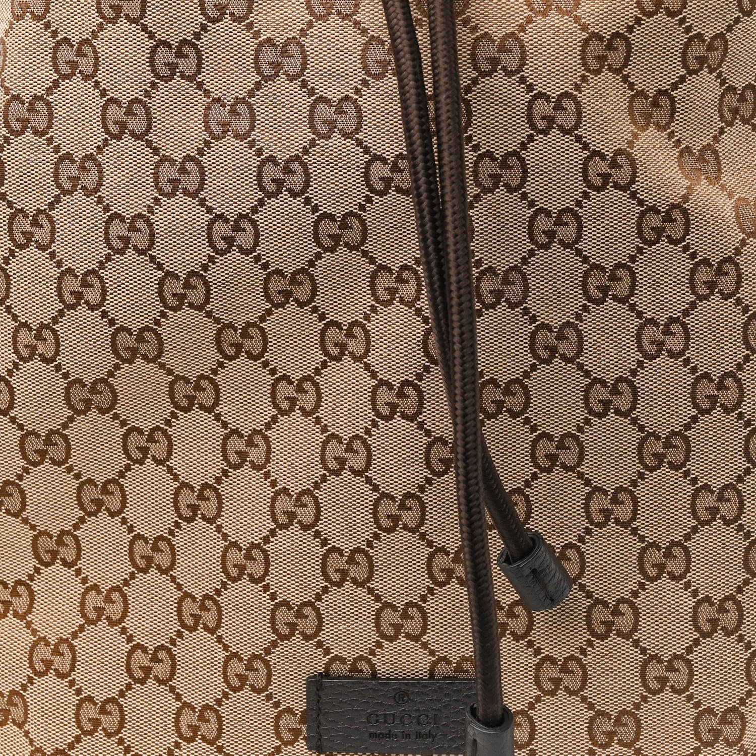 Gucci Monogram Dollar Calfskin O Drawstring Backpack Beige Ebony Testa di Moro Dark Chocolate 8 of 10