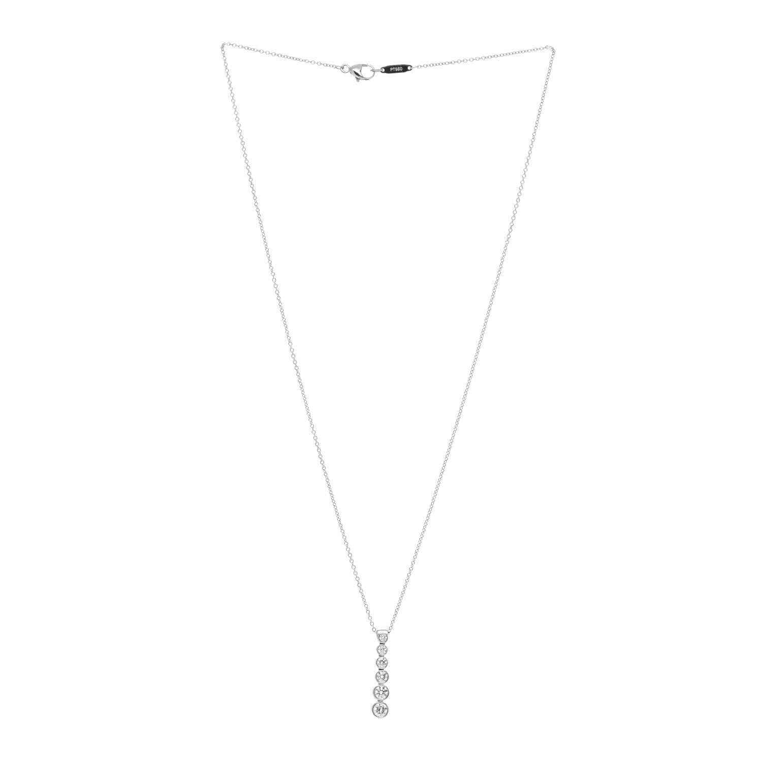 Tiffany Platinum Diamond Jazz Graduated Drop Pendant Necklace 3 of 5