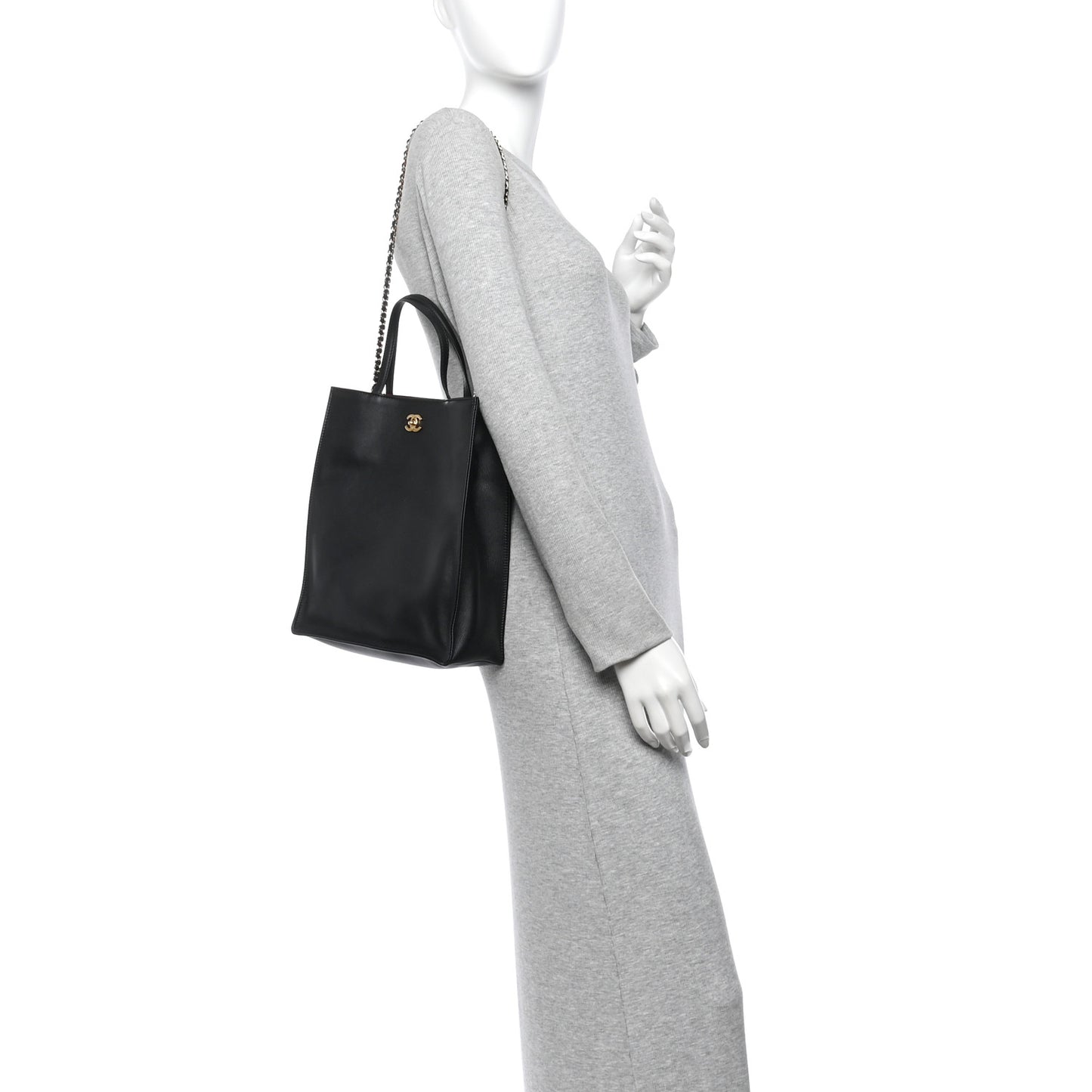 Calfskin Small Shopping Bag Black
