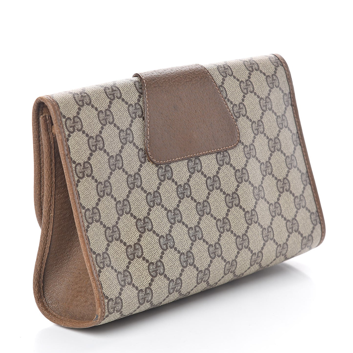 Coated Canvas Monogram Web Clutch Brown