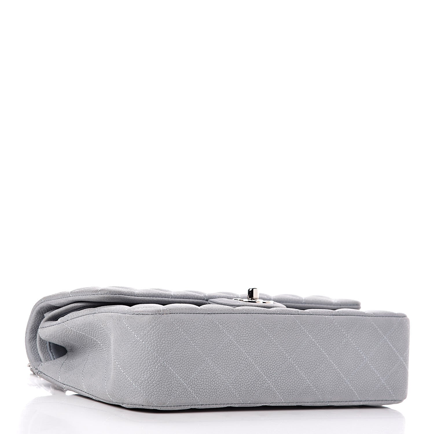 Chanel Iridescent Caviar Quilted Medium Double Flap Light Grey 4 of 14