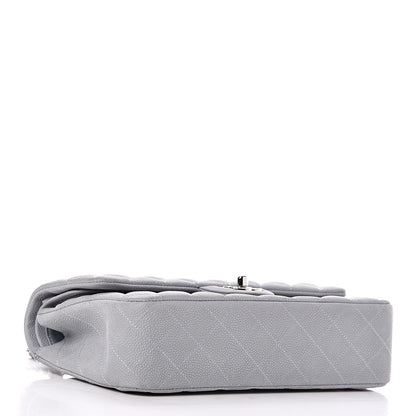 Chanel Iridescent Caviar Quilted Medium Double Flap Light Grey 4 of 14