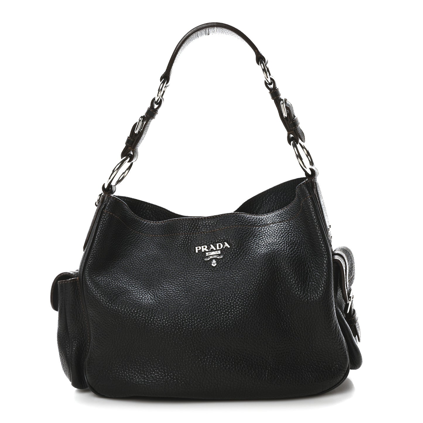 Vitello Daino Side Pocket Tote Black