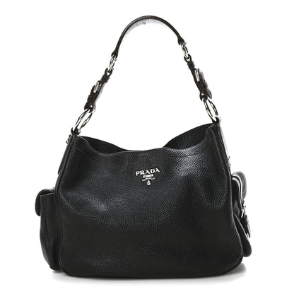 Prada Vitello Daino Side Pocket Tote Black 1 of 9