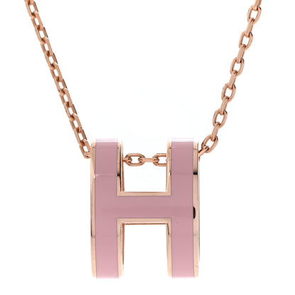 Hermes Lacquered Rose Gold Pop H Pendant Necklace Rose Dragee 4 of 8