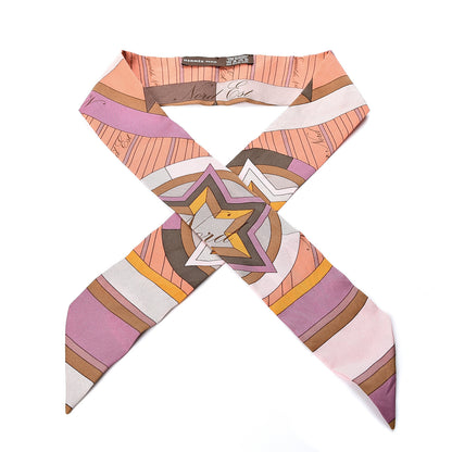 Hermes Silk La Rose Des Vents Twilly Camel Saumon Violine 1 of 3