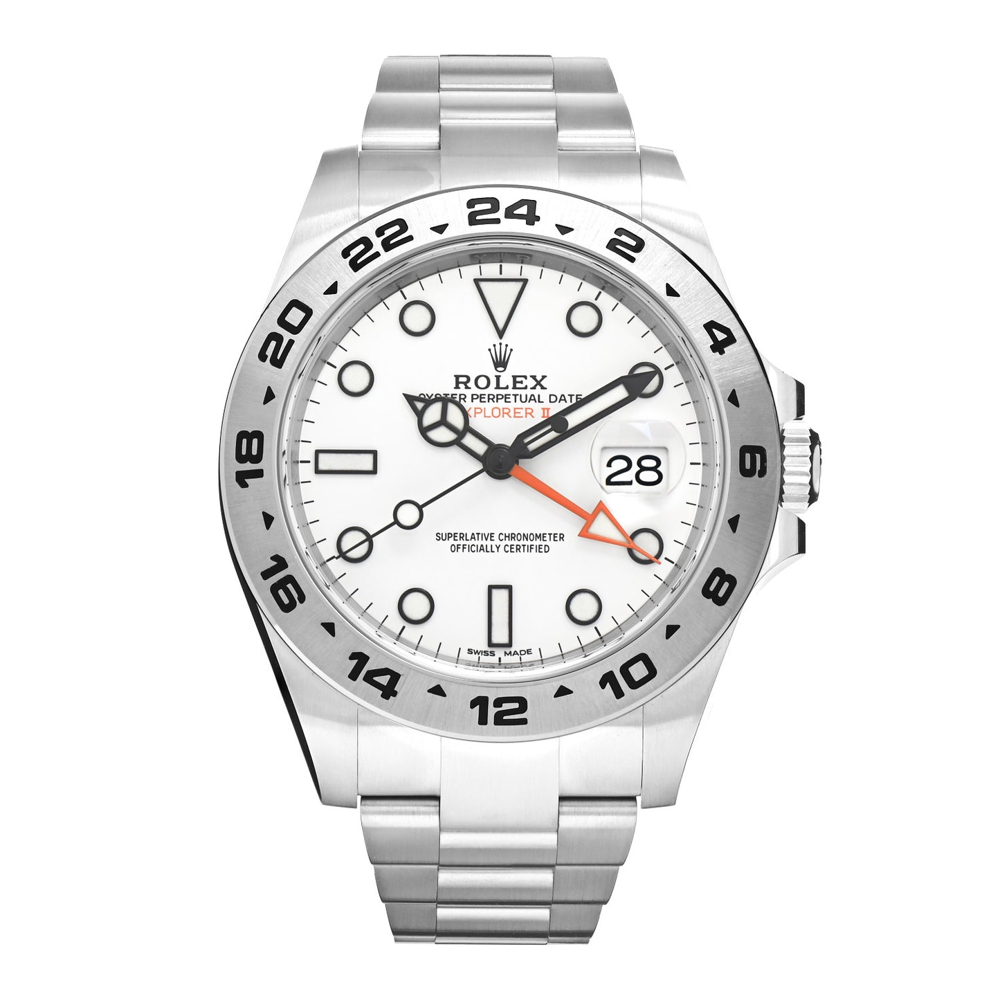 Stainless Steel 42mm Oyster Perpetual Date Explorer II Watch White 216570