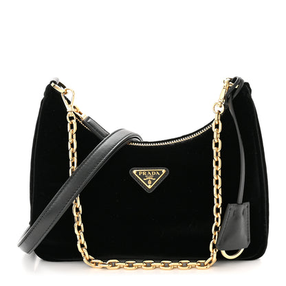 Prada Velvet Nappa Mini Re-Edition Shoulder Bag Black 1 of 12