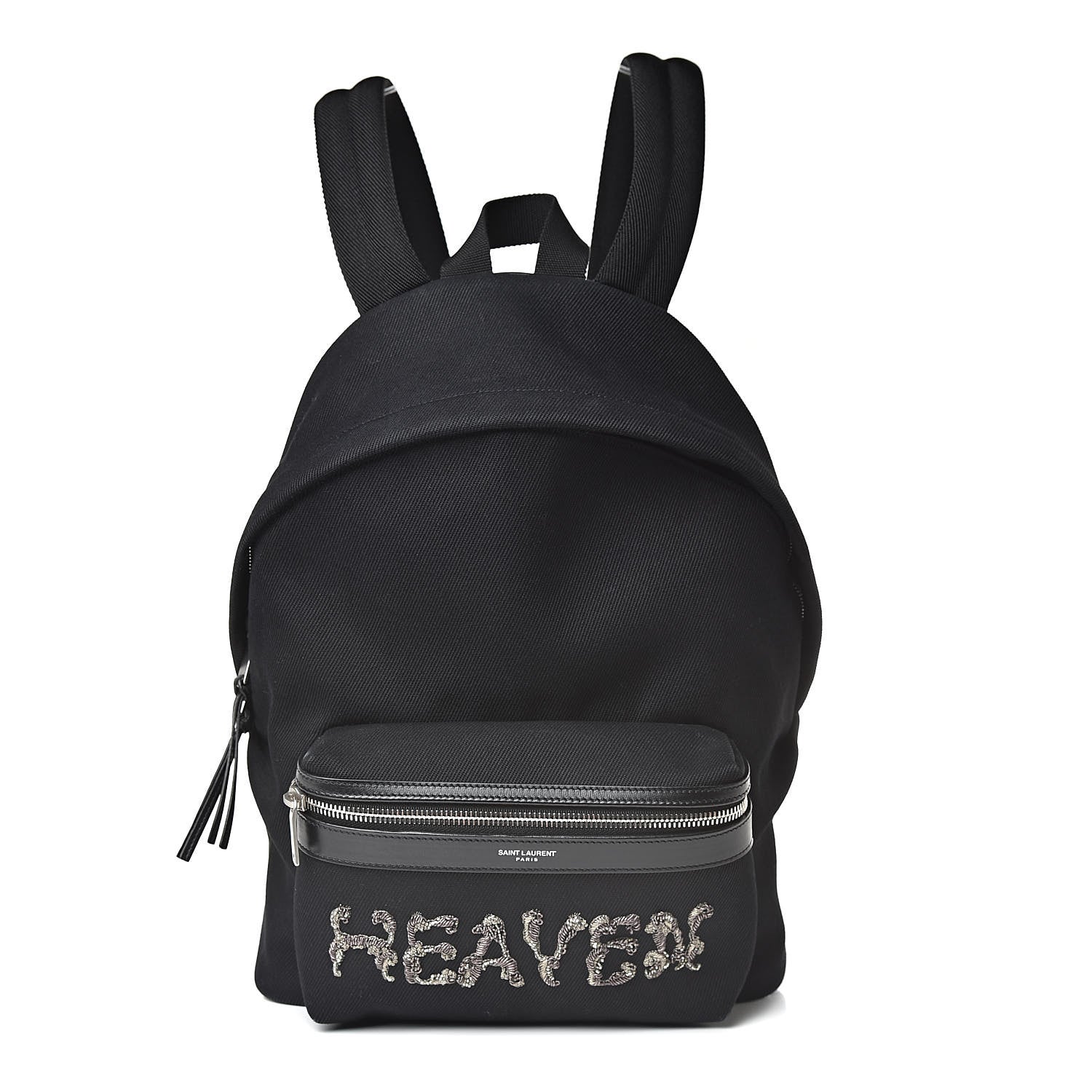 Saint Laurent Canvas Signature Heaven Embroidered Mini City Backpack Black 1 of 12